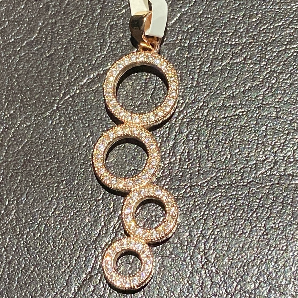 RoseGold Plated Silver CZ Circle Pendant